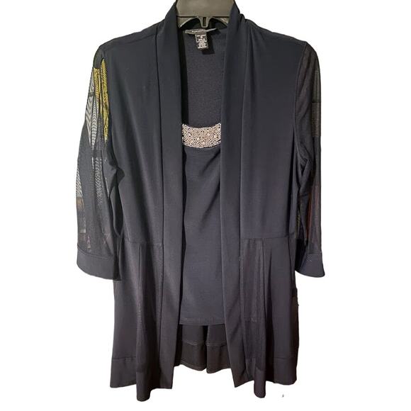 R&M Richards Navy Cocktail Blouse with Attached Duster Size 10 NWT - Picture 1 of 4